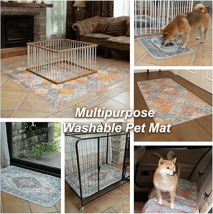 nunubaby Washable Pee Pads for Dogs, Stylish, Non-Slip and Leak-Proof Pee Pads. Reusable Potty Pads for Dogs for Crates and Floors.(Brown/Multi, 36" x36")