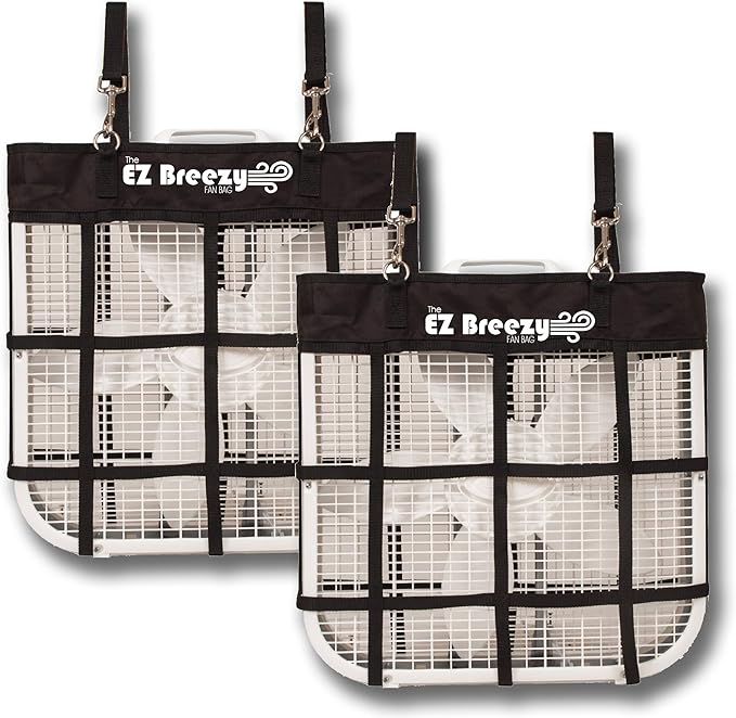 Southwestern Equine EZ Breezy Box Fan Holder, Horse Stall Classic Fan Bag, Stable Supplies, Horse Fan (2 Pack Black)