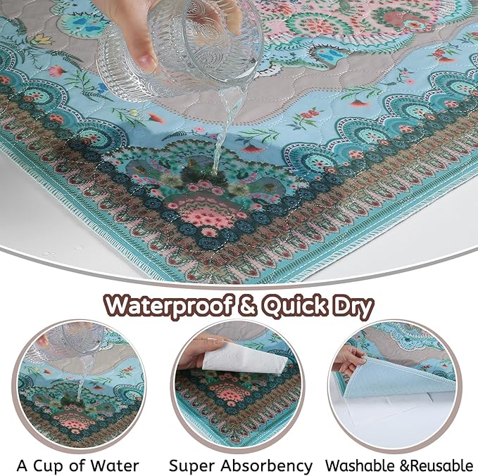 Aitmexcn Washable Pee Pads for Dogs Large, 2 Pack, 54" x 54" Boho Reusable Puppy Pads, Dog Playpen Mat, Super Absorbent Dog Pads, Leakproof, Waterproof Dog Training Pad, Dog Crate Pad, Whelping Pads