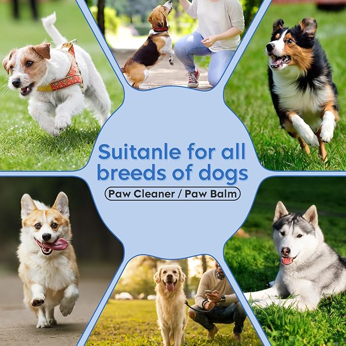 Dog Paw Care Kit- 2 Packs Cleaner for Dogs Large Medium Small XL Breed-Dog Paw Balm for Heals - Repairs & Restores Dry - Cracked Paws & Nose Protector for Pet Foot Washer Care