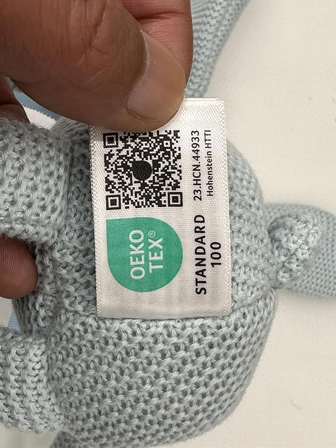 100% Organic Cotton Baby Toys Blue Bunny Rabbit Stuffed Animals for Newborn 7.1"