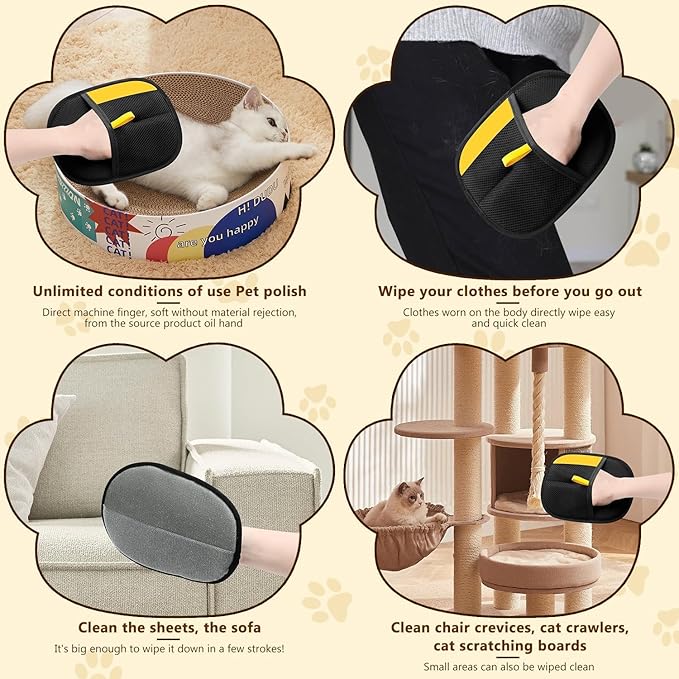 Pet Hair Removal Gloves,Electrostatic Gloves Pet Hair, Efficient Grooming Glove for Cats Dogs, Reusable Pet Hair Removal Tool for Couch, Furniture, Carpet, Curtain (3PCS)