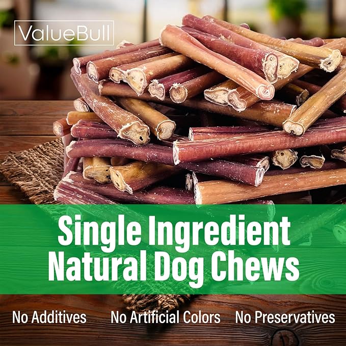 ValueBull Bully Sticks for Dogs, Thick 6 Inch, 400 Count Wholesale Pack - All Natural, Grass Fed, Single Ingredient, Long Lasting Dog Treats