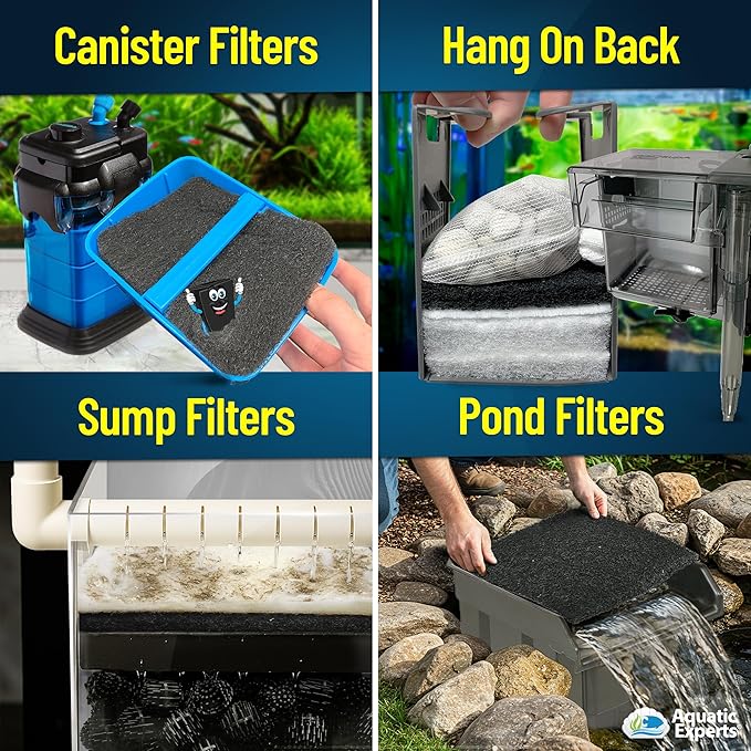 Aquarium Carbon Pad - Cut to Fit Carbon Infused Filter Pad Media for Crystal Clear Fish Tank and Ponds (24 Inch Width, 36 Inch Long)