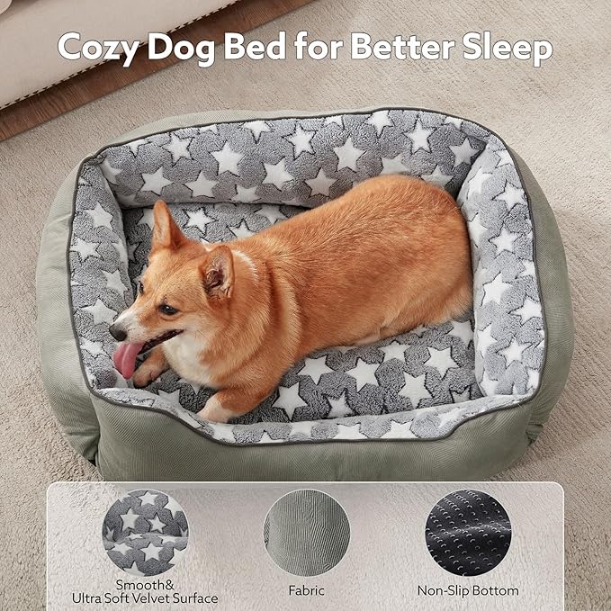 SIWA MARY Medium Dog Bed - Washable, Orthopedic, Soft Calming Puppy Bed, Fluffy Durable Pet Bed with Non-Slip Bottom - M(30"x24"x9") Dark Grey