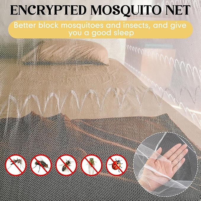 4 Corners Mosquito Net for Mosquiteros para Camas Bed Canopies Netting Bed Drapes Rectangular Mosquito Mesh for Camping Home Outdoor Travel(White,L78 X W71 X H67 Inch,No-Opening)