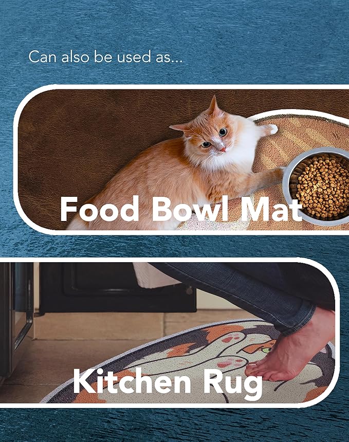 Lukamoo® Cute Cat Litter Mat (30’’x20’’), Large/L, for Kitty Litter & Cute Cat Litter Box, Litter Trapping Mat (Orange Tabby)
