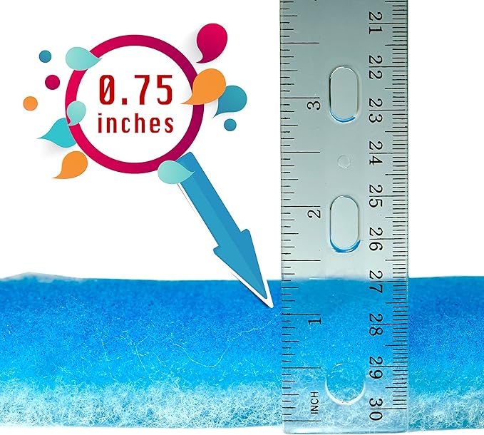 Original Koi Pond and Aquarium Filter Pad Media Roll - Blue Bonded - 24 Inches by 72 Inches (6 ft) by 0.75 Inches - Cut to Fit - Durable - Fish and Reef Aquarium Compatible