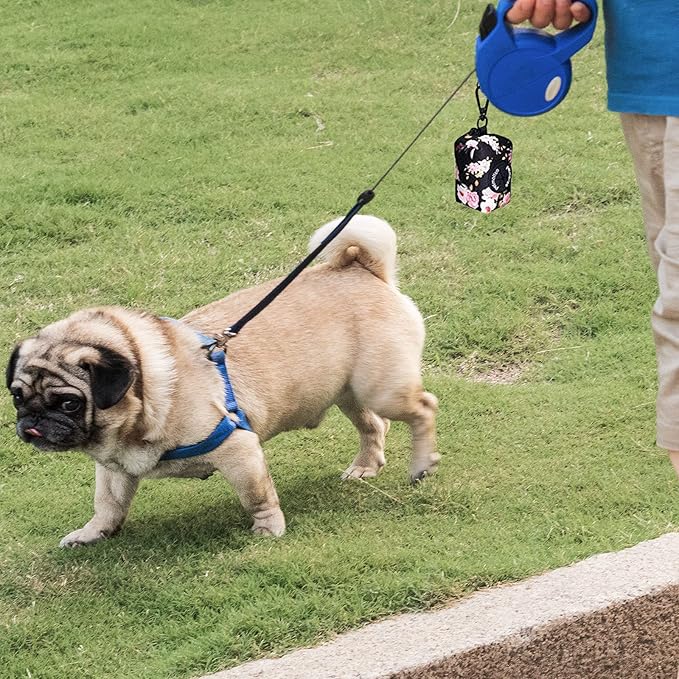 Petmolico Dog Poop Bag Holder Leash Attachment, Dog Waste Bag Dispenser Zippered Pouch, Fits Any Dog Leash, Includes Free Roll of Dog Bags, Poop Bag Dispenser - 2 Pack, Deep Gray