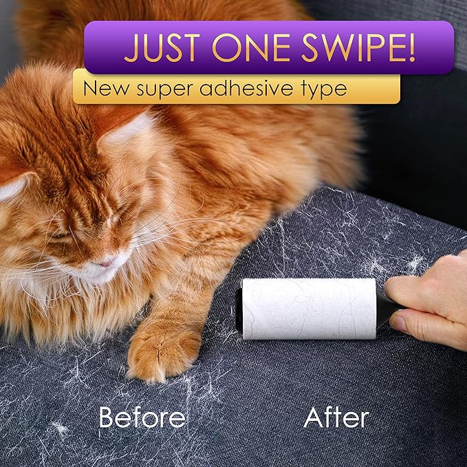 Lint Rollers Pet Hair Value Pack of 450 Sheets / 5 Refills, Sticky Roller Pet Hair, Lint Remover Dog Hair, Cat Hair, Fuzz, Animal Fur, Large Lint Removal Roller Clothe, Couch, Furniture. Stick Roller