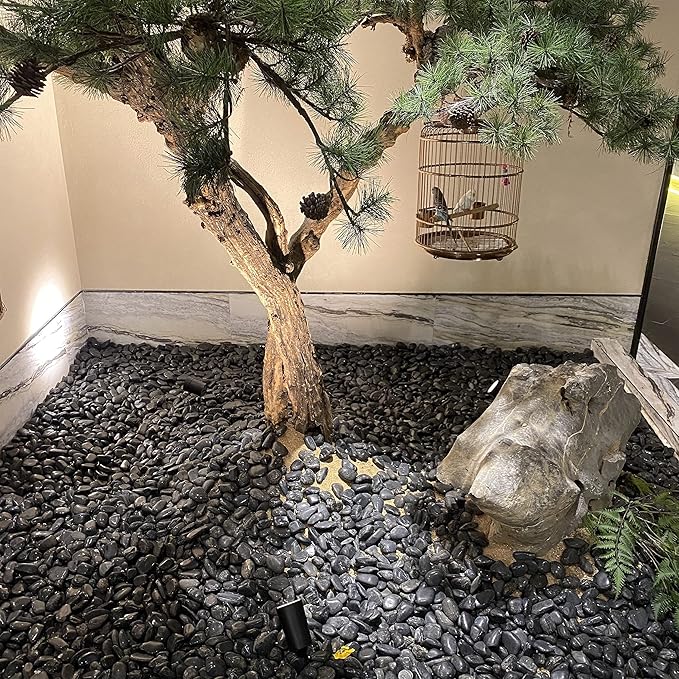 2 lbs Black Pebbles for Indoor Plants, 1-2 Inch Decorative River Rocks for Planters, Landscaping Stones, Vase Fillers and Outdoor Garden