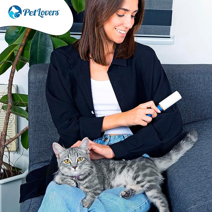 PetLovers Extra Sticky Lint Roller Mega Value Set for Pet Hair Removal and Clothes, Dog and Cat Lint Remover (Blue, 4 Pack Mini)