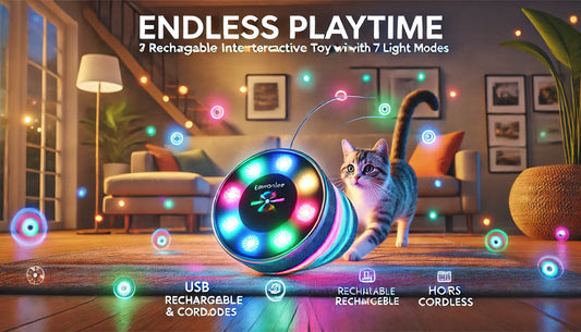 Endless Playtime: EAWONGEE Rechargeable Interactive Cat Toy with 7 Light Modes