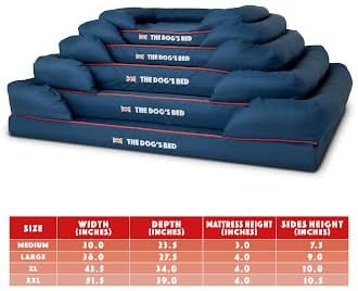 The Dog’s Bed Orthopedic Dog Bed Medium Blue Oxford with Red Trim UK Flag Dog Bed 30x23.5, Memory Foam, Pain Relief, Post Surgery, Lameness, Veterinary Approved, Waterproof Washable Cover Cover
