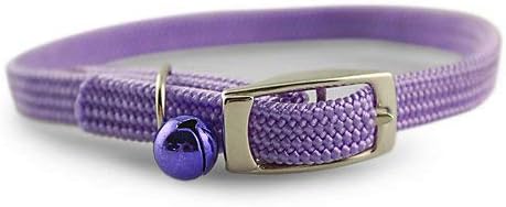 Kool Kat Elastic Cat Safety Collar with Bell, Lavender, 12"