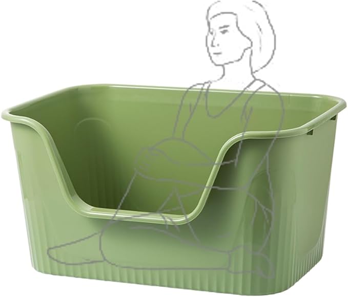 Vealind Extra Large Litter Box with High Sides, XL Litter Boxes for Big Cats, High Sided Litter Pan, Leak-Proof & Anti-Splashing, Easy Clean & Durable (25” * 17” * 13” Green)
