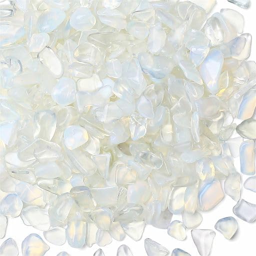 YATOJUZI Opal 1LB Aquarium Gravel Rocks Bulk Wholesale Tumbled Crystals Stones Chips Crushed Reiki Energy Balancing Gemstones for Planters Vase Filler Fountain Fish Tank Potted Decor
