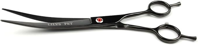 LILYS PET Professional PET Grooming scissors Kit,Coated Titanium,Sharp and Strong Stainless Steel Blade for Dogs Cats Hair Cutting,3 Pieces of Scissors with a Comb and a Case (7.5 inches, Black)
