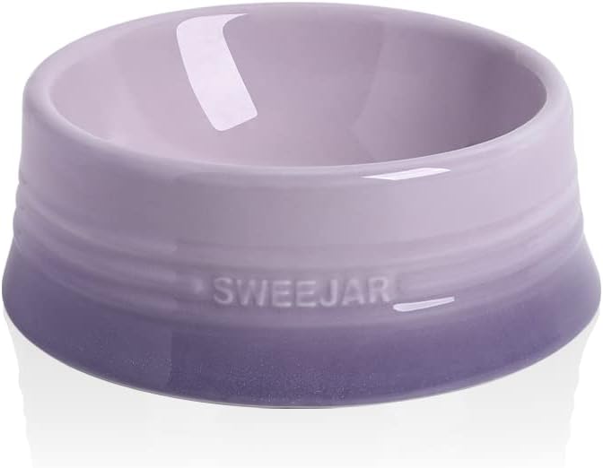 Sweejar Gradient Dog Bowl, Ceramic Dog Food Dish for Medium Dogs and Cat, Porcelain Pet Bowl for Food and Water 18 oz (Gradient Purple)
