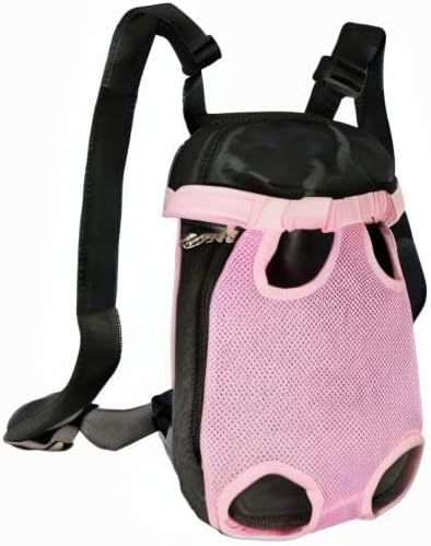 FEimaX Dog Carrier Backpack Pet Legs Out Front Cat Travel Bag, Adjustable Puppy Backpacks Carriers Hands-Free for Small Medium Dogs Cats Hiking Traveling Camping Daily Walking (Medium, Pink)