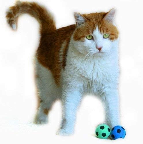 Foam Sponge Soccer Ball Cat Toy Interactive Cat Toys Independent Pet Kitten Cat Exrecise Toy Balls for Real Cats Kittens, Soft, Bouncy and Noise Free (24 Pack)