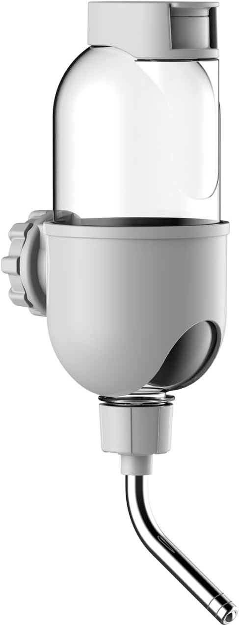 Pet Water Bottle for Cage Crate 17oz Non-Drip Water Dispenser for Small Animal Rabbit Bunny Guinea Pig Chinchilla Ferret Squirrel Hedgehog (Gray, 17oz)