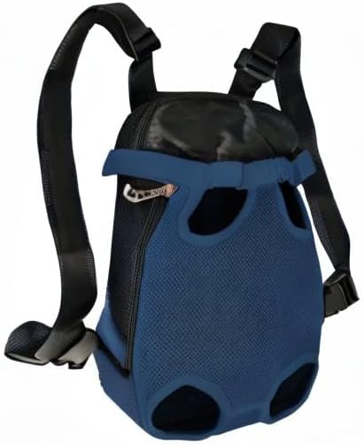 FEimaX Dog Carrier Backpack Pet Legs Out Front Cat Travel Bag, Adjustable Puppy Backpacks Carriers Hands-Free for Small Medium Dogs Cats Hiking Traveling Camping Daily Walking (Small, Navy)