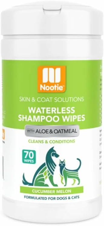 Nootie Waterless Shampoo Wipes for Dogs & Cats - Long Lasting Cucumber Melon Fragrance - Sold in Over 10,000 Vet Clinics and Pet Stores Worldwide, Made in USA - 70 Count