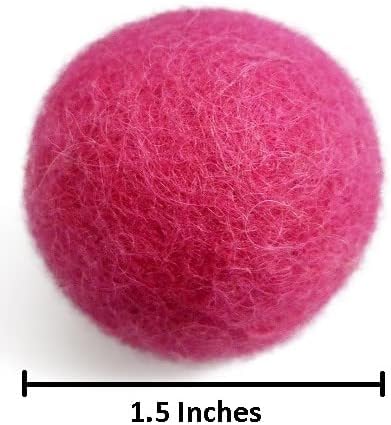 Wool Cat Toys - Silent Felt Balls for Small Pet Fetch and Play - Eco Friendly Quiet Wool Ball Toy for Cats and Kittens - Choose Your Colors - Pink
