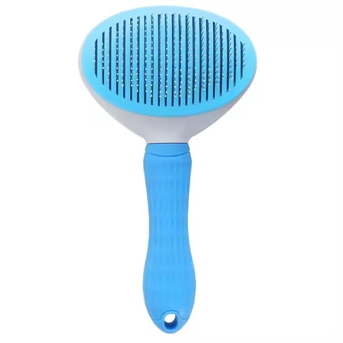 Pet Brush for Cats and Dogs | Self Cleaning Comb for Cats, Dogs, Bunny | Blue Pet Grooming Brush | Massaging Tool Suitable for Pets with Long or Short Hair