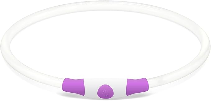 Light up Dog Collar, BSEEN USB Rechargeable Flash Dog Necklace Light, Pet Safety Collar Makes Your Beloved Dogs Be Seen at Night for Small Medium Large Dogs(Purple)