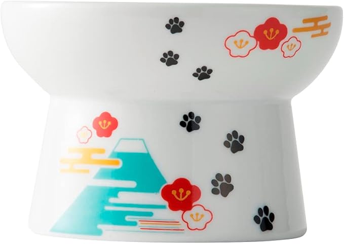 Necoichi Raised Stress Free Cat Food Bowl, Elevated, Backflow Prevention, Dishwasher and Microwave Safe, No.1 Seller in Japan! (Fuji Limited Edition, Regular)