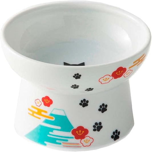 Necoichi Raised Stress Free Cat Food Bowl, Elevated, Backflow Prevention, Dishwasher and Microwave Safe, No.1 Seller in Japan! (Fuji Limited Edition, Regular)