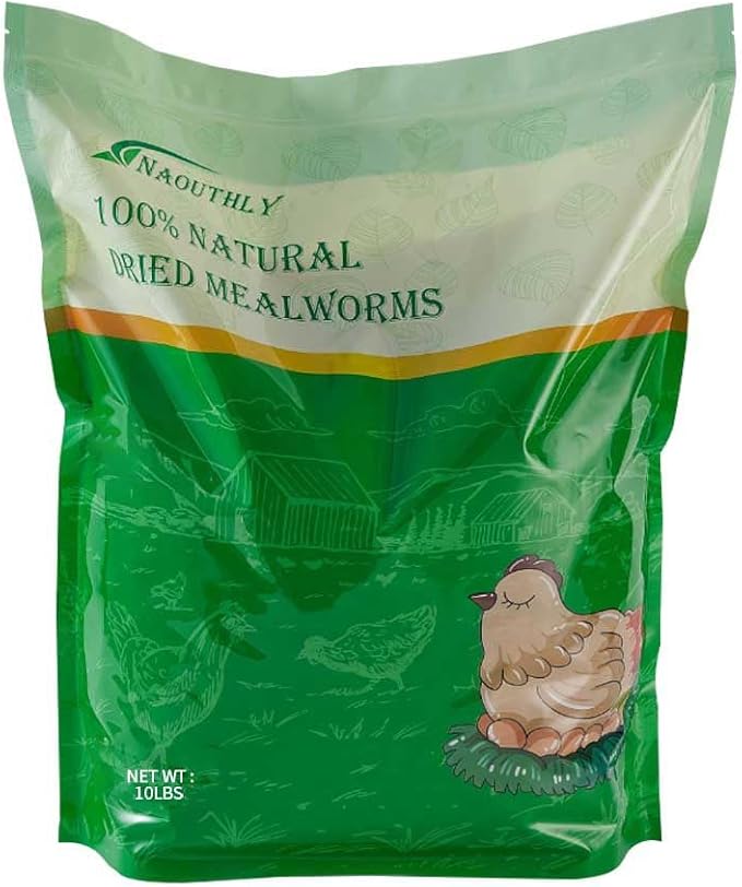10lbs Dried Mealworms - Premium Non-GMO Chicken Feed, Nutritious High Protein Meal Worms- Food and Treats for Laying Hens, Wild Birds, Ducks, Chicken