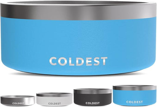 Coldest Dog Bowl - Anti Rust Metal, Non Slip, 3 Layers Insulated Stainless Steel Dog Bowls - Spill Proof & Heavy Duty - Water Bowl for Dogs, Cats & Pets, Dish Washer Safe (100 oz, Celestial Blue)