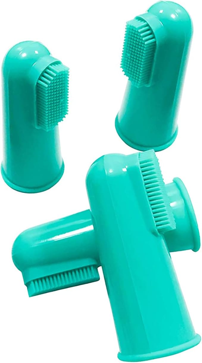H&H Pets Dog Finger Toothbrushes - Professional Pet Finger Dental Brush Set for Dogs Puppies Cats, Soft Bristles, Size Small 4 Count-Silicon
