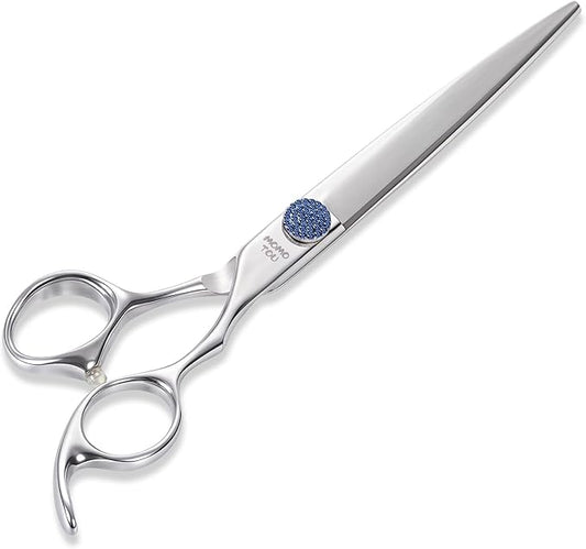 7.5'' Dog Grooming Scissors CNC 440C Blades Sharp and Durable Polished Straight Dog Shears with Blue Diamond Adustable Screws Easy to Use for Groomer and Home User