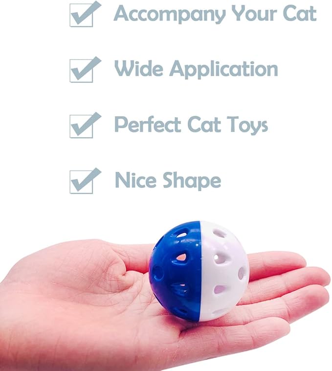 PET SHOW 20Pcs Cat Toy Balls with Bell Inside 1.57" 1.4" Plastic Kitten Chase Toys Jingle Bell Ball for Cat Indoor Training