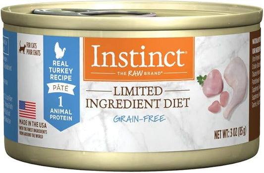 Instinct Limited Ingredient Diet, Natural Wet Cat Food, Grain Free Recipe - Real Turkey, 3 oz. Cans (Pack of 24)