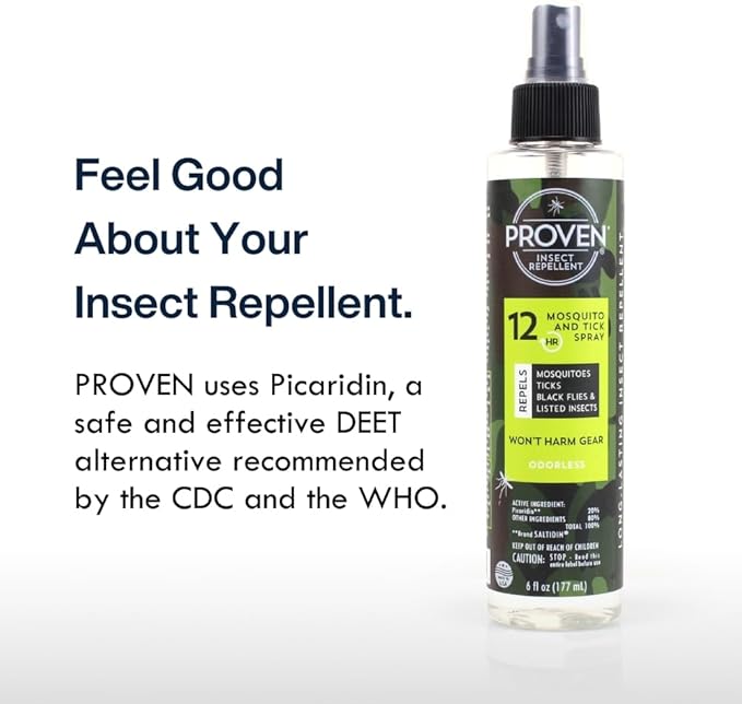 Proven Insect Repellent Spray, Keep Mosquitoes, Ticks and Flies Off, DEET Alternative Repellent, Up to 12-Hour Protection, Great for Camping or Hiking, 6 Ounce, Odorless Camo Spray, 1 Pack