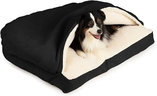 Snoozer Pet Products Luxury Rectangle Cozy Cave Dog Bed with Microsuede, Extra Large, Black
