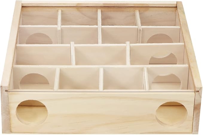 Wontee Wooden Hamster Tunnel Maze with Cover, Hideout & Tunnel Exploring Toys for Dwarf Hamsters Mice Small Gerbil