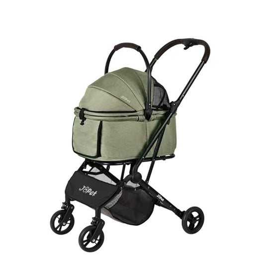 Pet Stroller for Small and medlium Dogs, Dog Cat Stroller, Foldable carts, Carrier, One-Hand Automatic Folding, Puppy, Detachble Carrier (Misty Green)