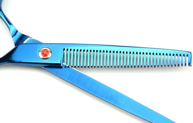 LILYS PET Professional PET Grooming scissors Kit,Coated Titanium,Sharp and Strong Stainless Steel Blade for Dogs Cats Hair Cutting,3 Pieces of Scissors with a Comb and a Case (7.0 inches, Blue)