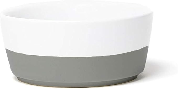 Waggo Dipper Ceramic Dog Bowl for Small and Large Breeds - Heavyweight and Durable Pet Food and Water Dish Crock, Dishwasher Safe, Modern (Dolphin, Small)