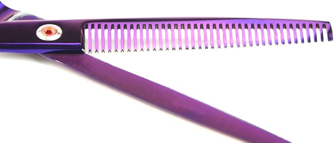 LILYS PET Professional PET Grooming Scissors Kit,Coated Titanium,Sharp and Strong Stainless Steel Blade for Dogs Cats Hair Cutting,3 Pieces of Scissors with a Comb and a Case (8.0 inches, Purple)