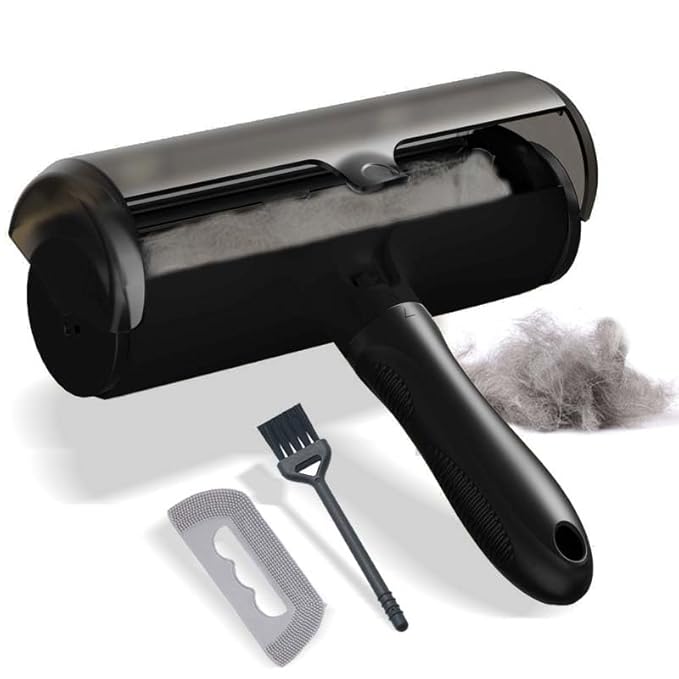 Skyana Pet Hair Roller Brush, Reusable Fur Removal Tool,Self-Cleaning Lint Roller for Dogs and Cats.Hair Removal for Fourniture,Couch,Carpet,Clothing,and Bedding (Black)