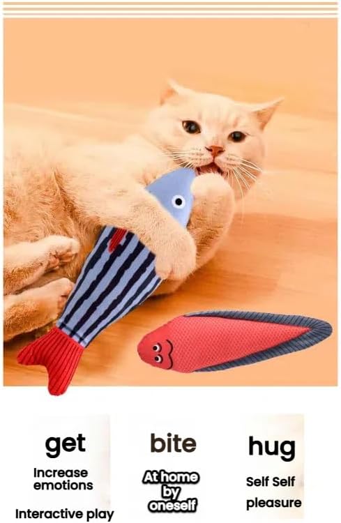 Catnip Toys 5 Pcs Set Crinkle Sound Catnip Fish, Soft and Durable, Stuffed with Natural Catnip Interactive Kitten Toy for Indoor Cat Exercise for Cats(Multi Colors)
