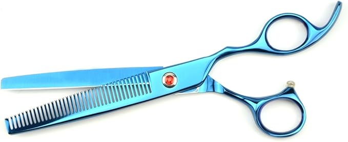 LILYS PET Professional PET Grooming scissors Kit,Coated Titanium,Sharp and Strong Stainless Steel Blade for Dogs Cats Hair Cutting,3 Pieces of Scissors with a Comb and a Case (7.5 inches, Blue)