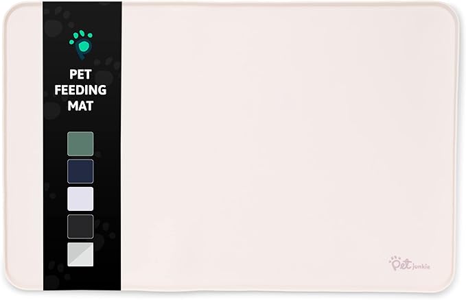 Silicone Dog Mat for Water Bowl and Food Dish, Pet Mat for Floors, Waterproof Dog Food Tray (Off-White Light Lavender)